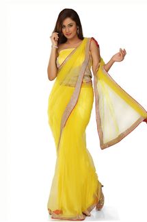 Picture of Party wear yellow color saree 