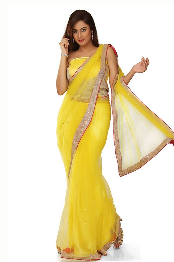 Picture of Party wear yellow color saree 