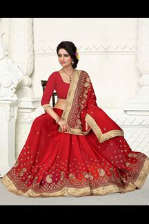 Picture of Radiant red saree with zari embroidery