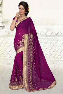 Picture of Exquisite violet saree in georgette