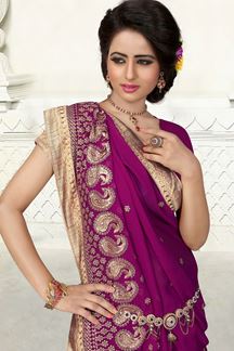 Picture of Exquisite violet saree in georgette