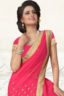 Picture of Enticing pink saree with zari embroidery