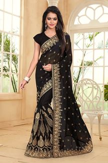 Picture of Bewitching black georgette saree