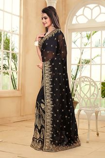 Picture of Bewitching black georgette saree