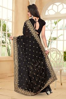 Picture of Bewitching black georgette saree