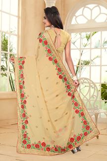 Picture of Appealing beige saree with resham work