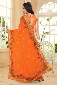 Picture of Captivating orange saree with resham