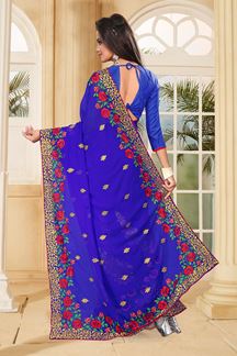 Picture of Enticing royal blue saree with resham