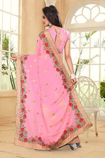 Picture of Enchanting pink saree with resham work