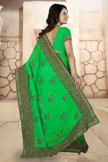 Picture of Delightful green saree with resham work