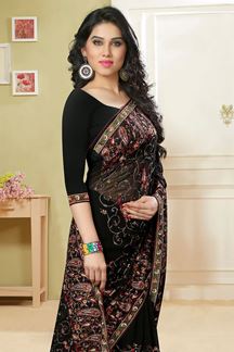 Picture of Magnificent black saree with resham