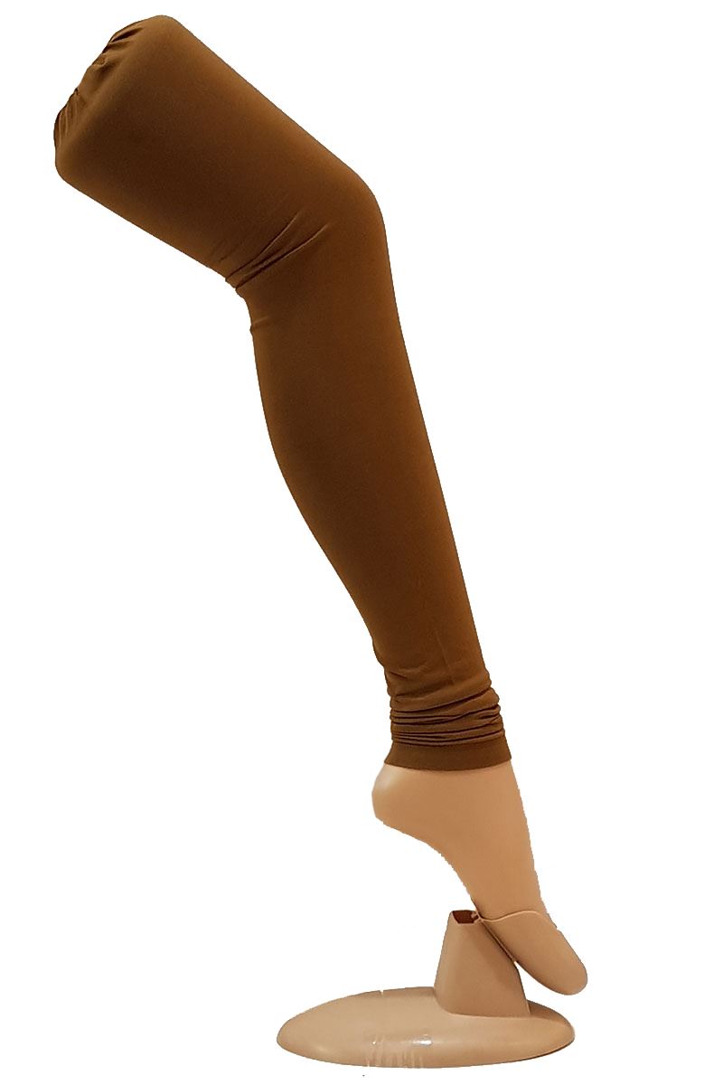 Brown plain cotton lycra leggings - Shreemangalammart - 1151473-vinhomehanoi.com.vn