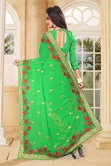 Picture of Arresting green saree with resham work