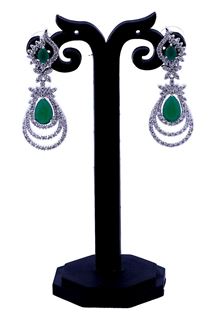 Picture of Appealing green stone studded earrings