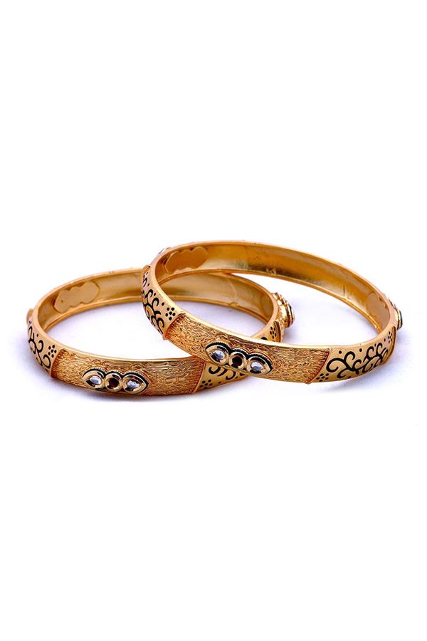 Picture of Stunning gold plated bangles with black