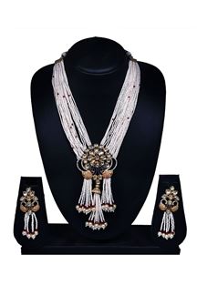 Picture of cream & blue designer necklace set
