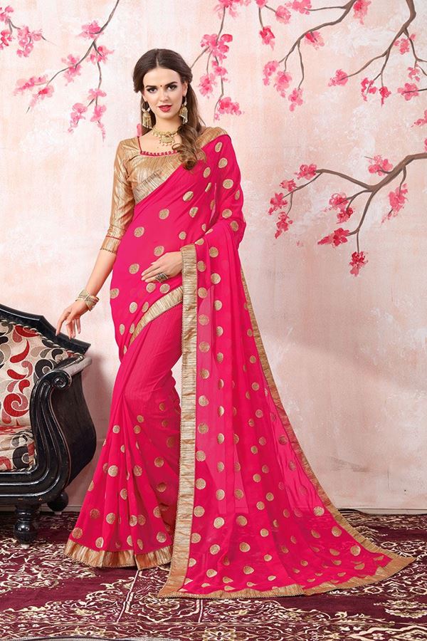 Picture of Divine pink designer saree with foil print