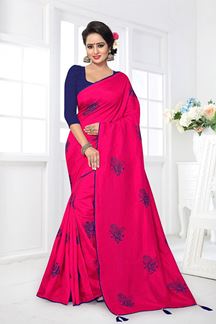 Picture of Trendy pink designer saree with resham