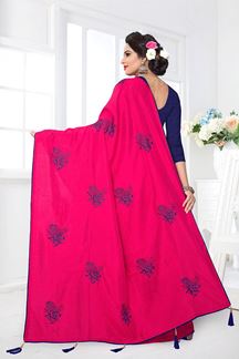 Picture of Trendy pink designer saree with resham