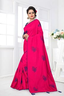 Picture of Trendy pink designer saree with resham