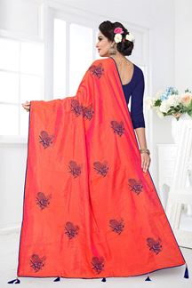 Picture of Glorious orange designer saree with pink