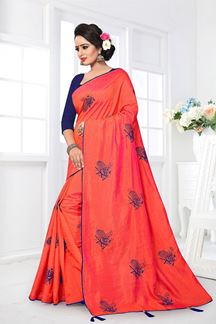 Picture of Glorious orange designer saree with pink