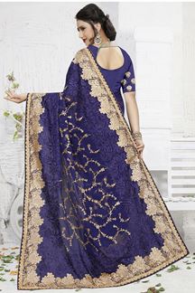 Picture of Distinctive blue designer saree with zari