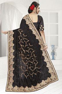 Picture of Dauntless black designer saree with zari