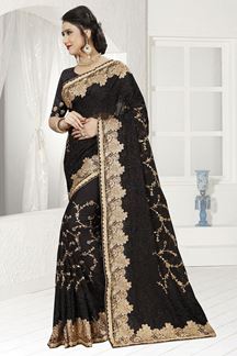 Picture of Dauntless black designer saree with zari