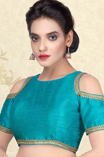 Picture of Heavenly blue plain designer blouse 