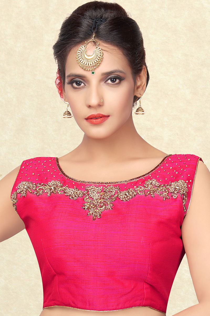 Classic pink designer blouse with stones
