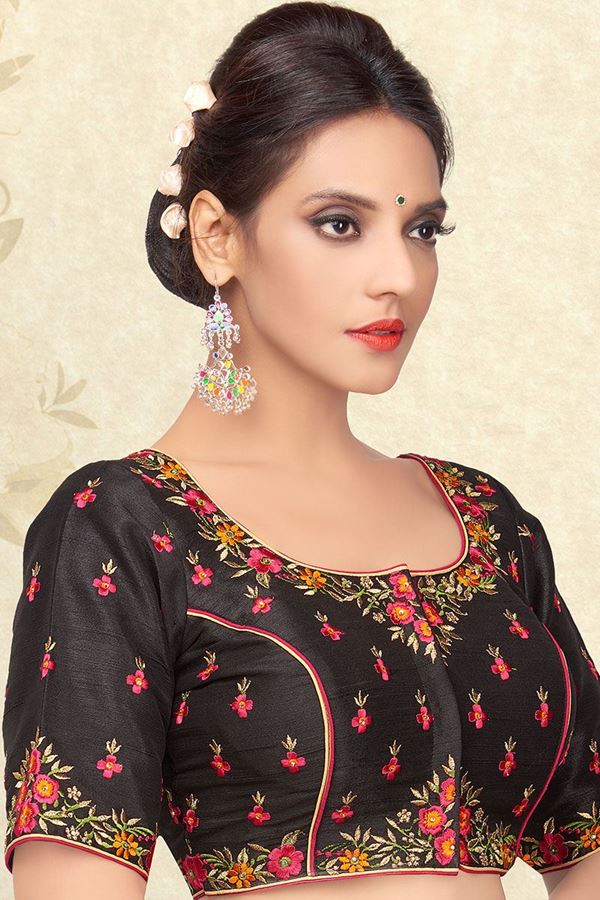 Picture of Lavish black designer blouse in resham