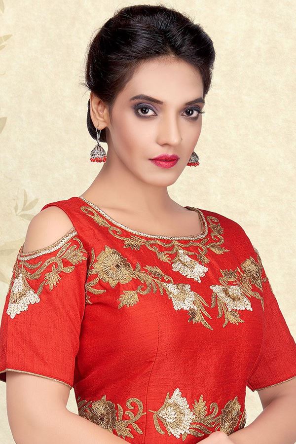 Picture of Dazzling red designer blouse with zari