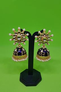 Picture of Purple color earrings embellished with pearls