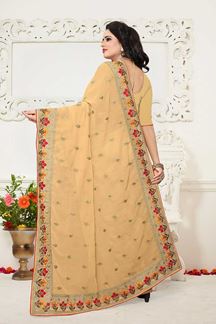 Picture of Classy pale yellow designer sheer saree