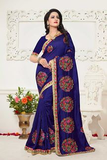 Picture of Heavenly royal blue designer saree