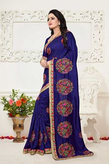 Picture of Heavenly royal blue designer saree