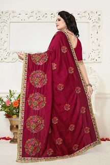 Picture of Stunning maroon designer sheer saree 