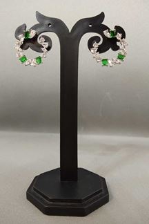 Picture of Green stone worked designer earrings