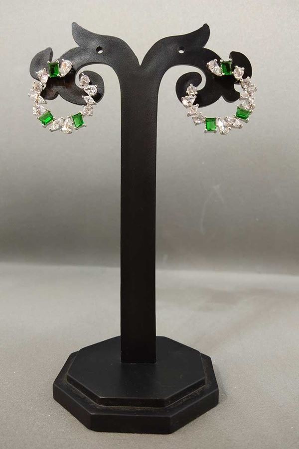 Picture of Green stone worked designer earrings
