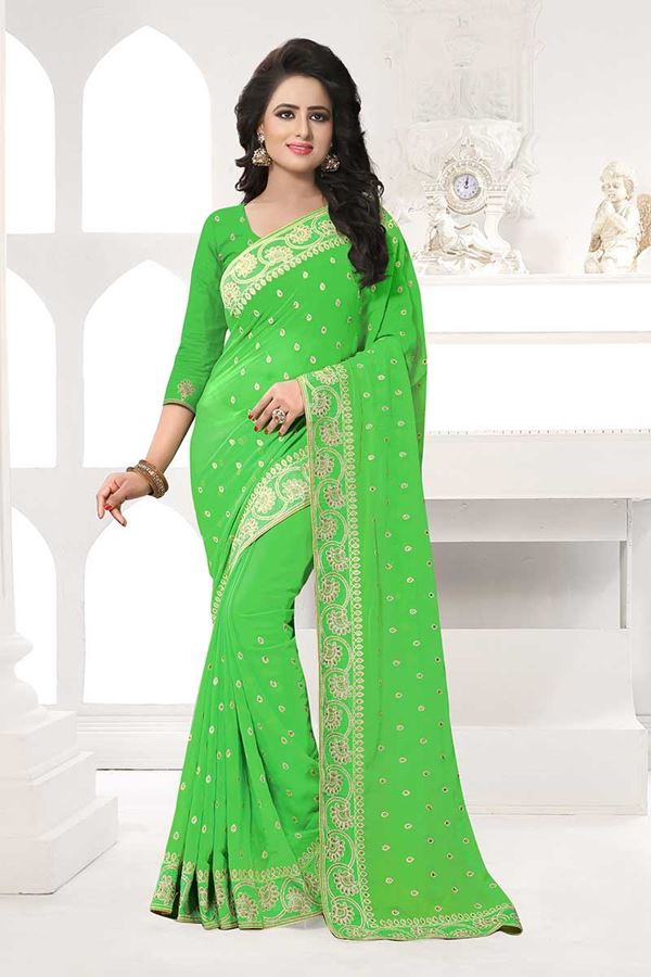 Picture of Sensational light green designer saree