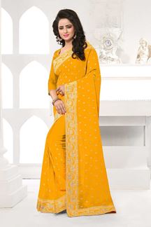 Picture of Lavish yellow designer saree with motifs