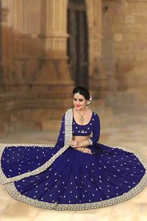 Picture of Classy dark blue designer saree with zari