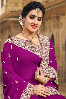 Picture of Fabulous violet designer saree with zari