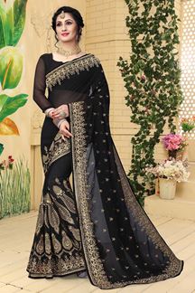 Picture of Dauntless black designer saree with zari