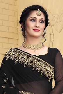 Picture of Dauntless black designer saree with zari