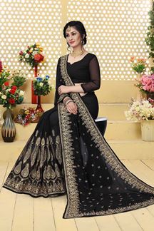 Picture of Dauntless black designer saree with zari