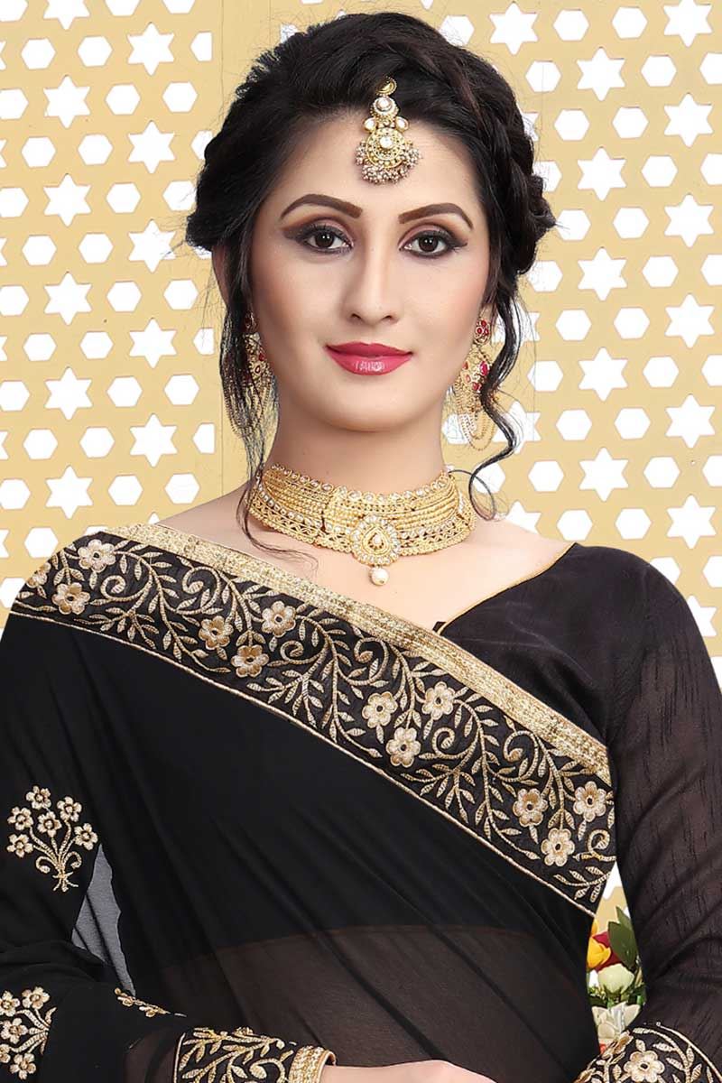 0063862 remarkable black designer plain saree