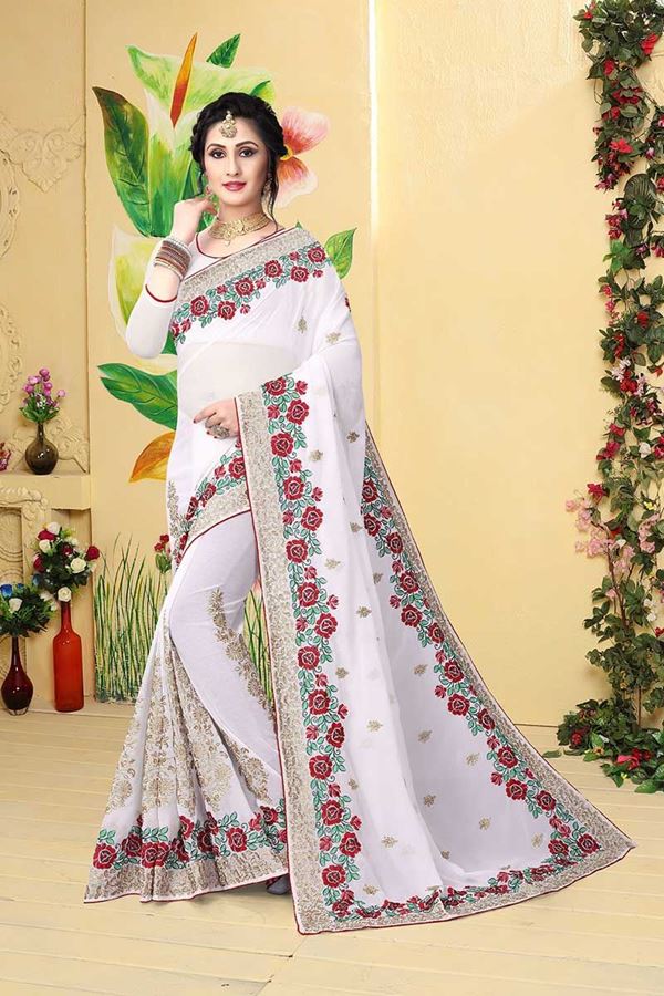 Picture of Angelic white designer saree with work