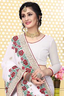 Picture of Angelic white designer saree with work